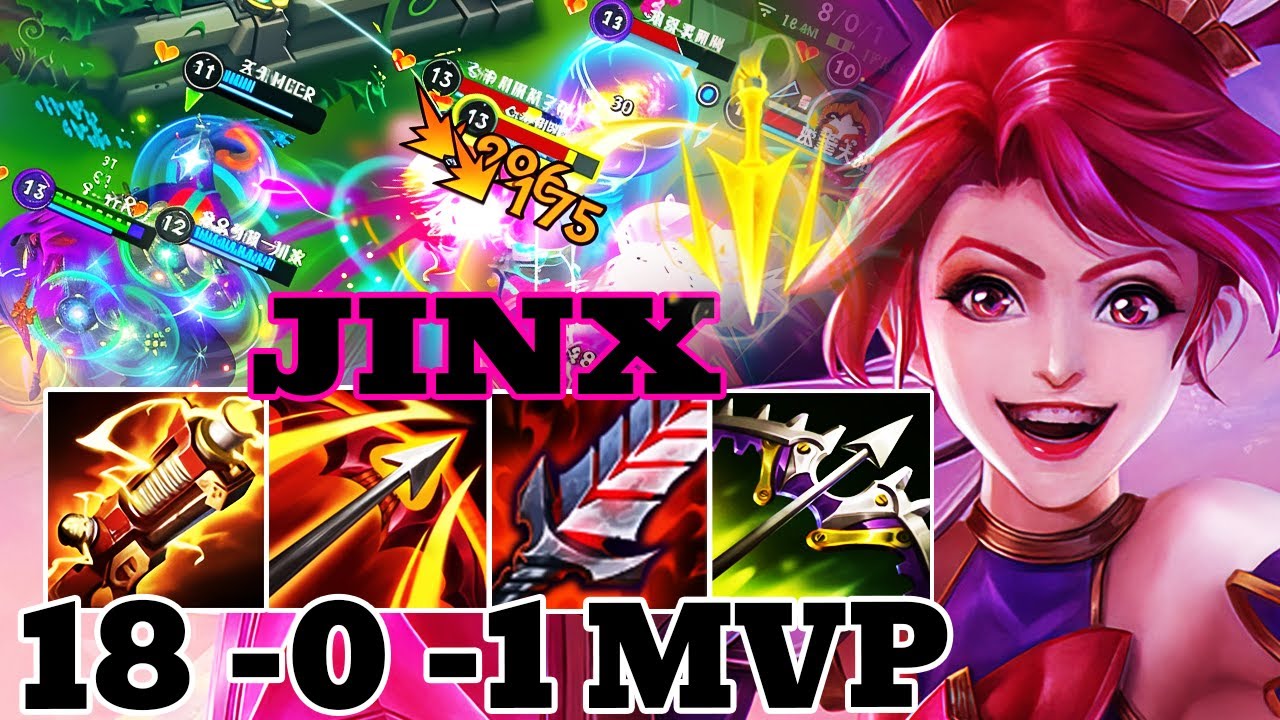 WILD RIFT JINX ADC GAMEPLAY | 18 -0 -1 MVP | JINX BUILD RUNES