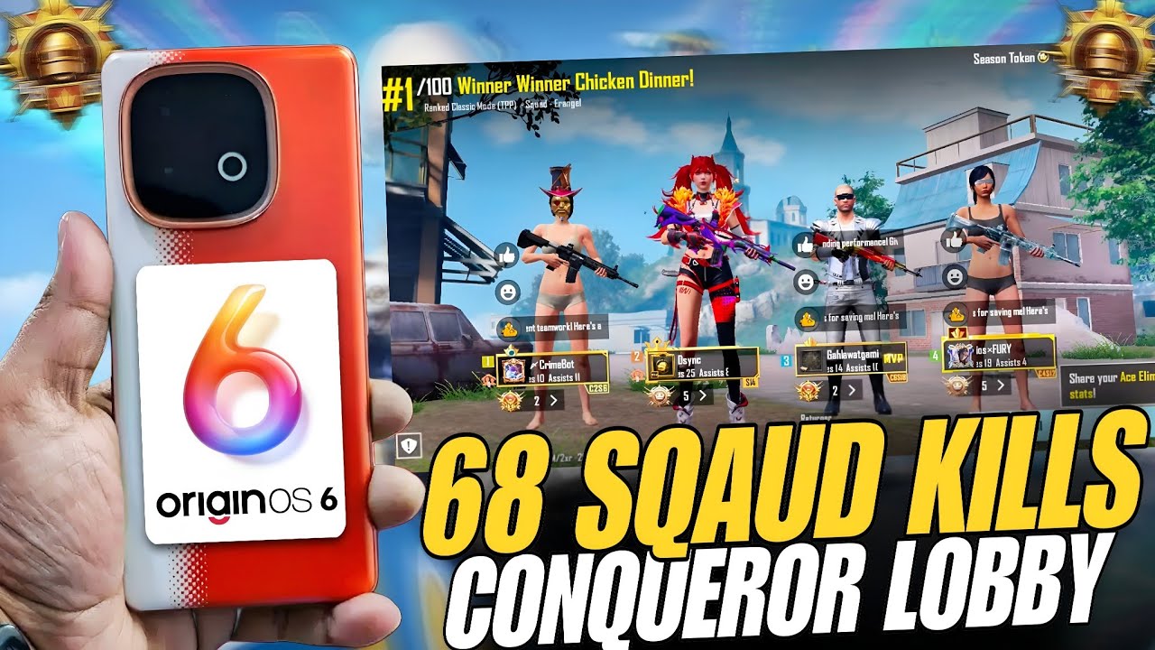 68 KILLS IN CONQUEROR LOBBY 🔥! IQOO NEO 10 PERFORMANCE AFTER ORIGINOS 6 UPDATE | BGMI 4.1 UPDATE🔥