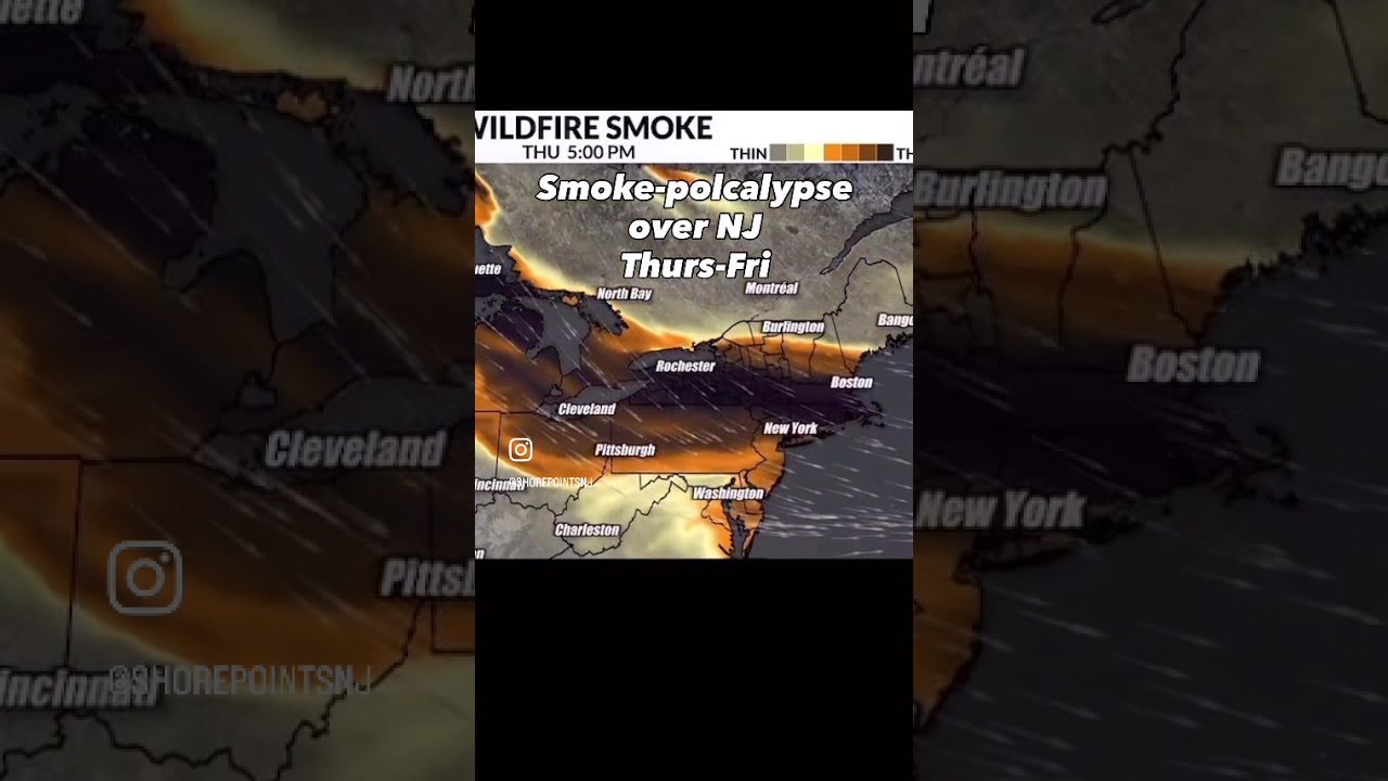 Wildfire smoke map for New Jersey is NOT GOOD these next 2 days!