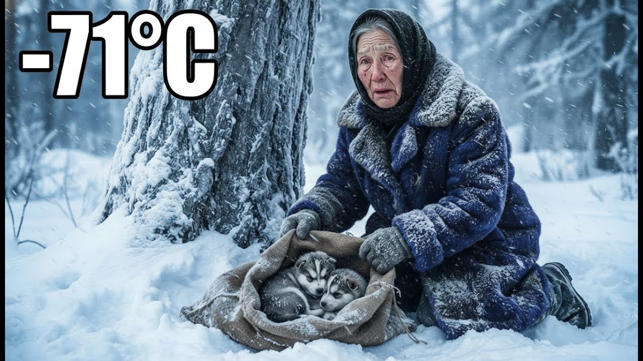 An Elderly Woman Saved Two Freezing Husky Puppies in Siberia at –71°C ❄️