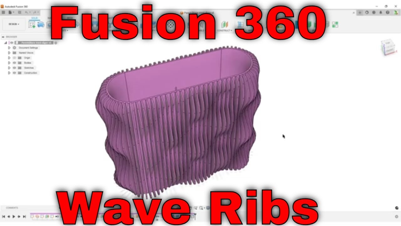 Fusion 360 — волнообразные ребра на вазе или офисном органайзере.