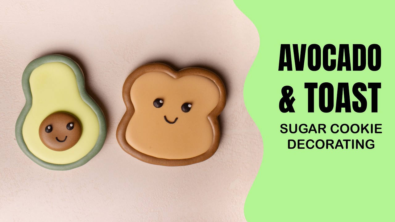 Adorable Valentine’s Day Avocado and Toast Cookie Set | Royal Icing Tutorial