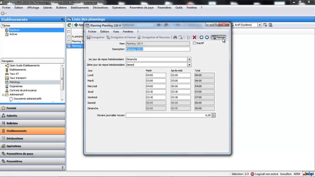 Tutoriel la gestion des plannings sur EBP Paye Open Line