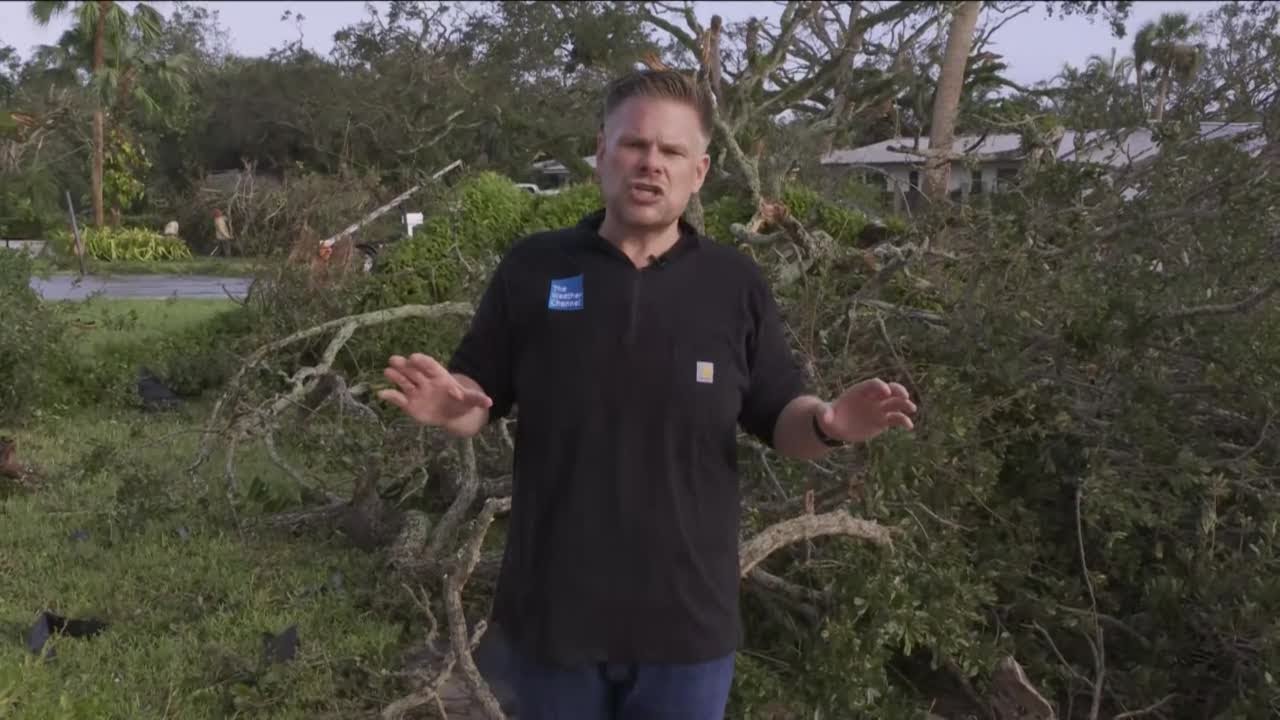 Damage in Vero Beach, Florida, from tornado outbreak ahead of Hurricane Milton