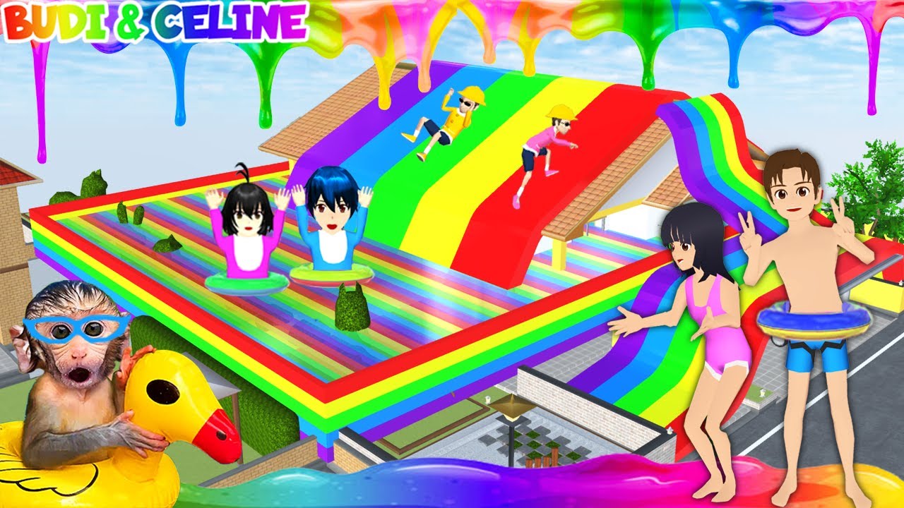 Full Movie - Yuta Mio Buat Kolam Renang Slime Rainbow Jumbo🌈Baby Budi Celine Bayi Monyet Ajak Renang
