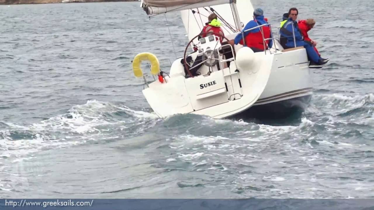 'Susie', a Sun Odyssey 33i, arrives into Poros after passage from Antibes