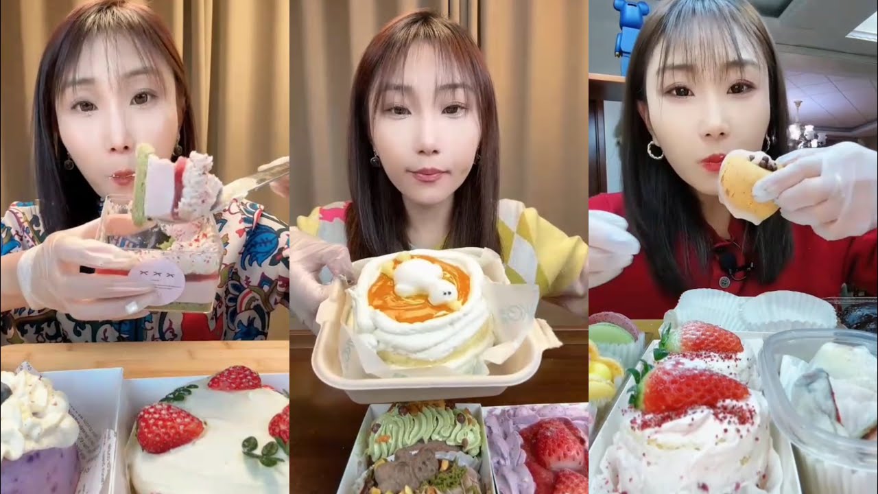 ASMR Crepe Cake,🫐Berry Cake,🍡Mochi,Mini Cake,🍓Strawberry Cake,Cream Cake 🍰Eating 