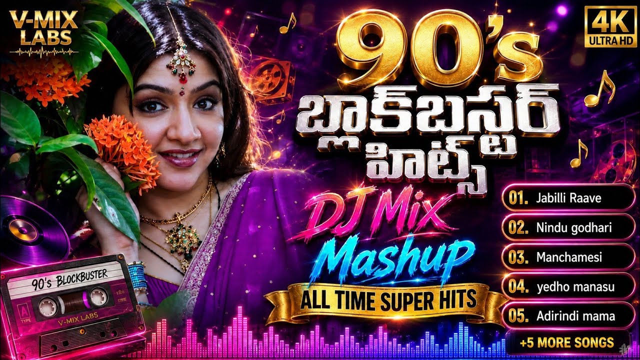 90's Telugu Blockbuster Hit Songs 🔥 | DJ Mix Mashup | All Time Super Hits | 4K
