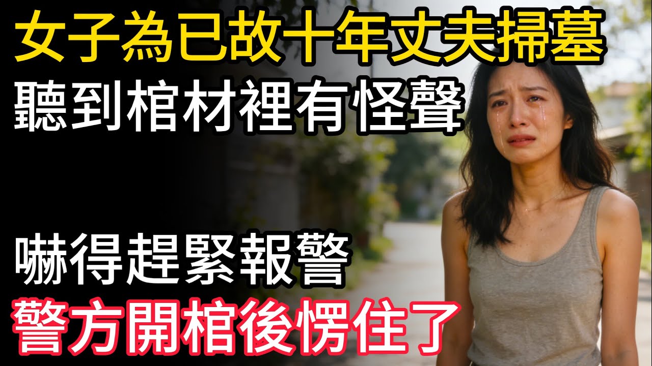女子為已故十年的丈夫掃墓，突然聽到棺材裡有怪聲，嚇得趕緊報警，警方開棺後直接愣住了