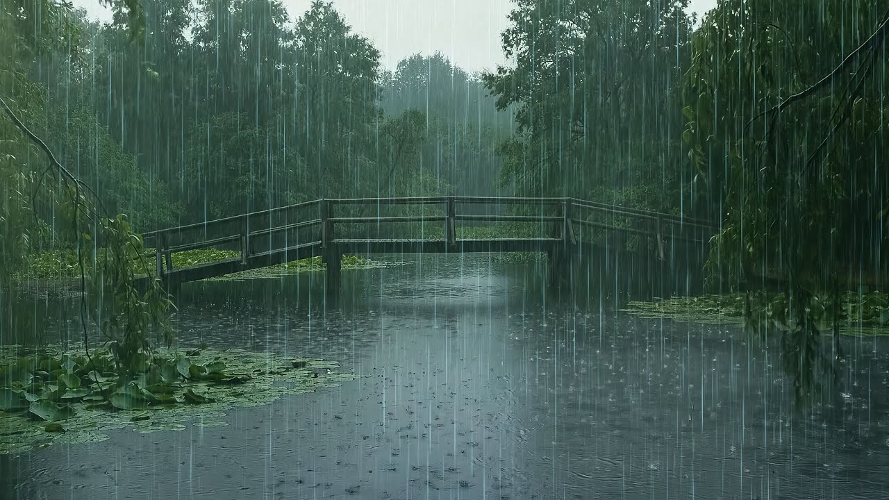 Gentle Rain on the Forest Lake - ASMR Natural Sounds for Sleep & Relax Deeply