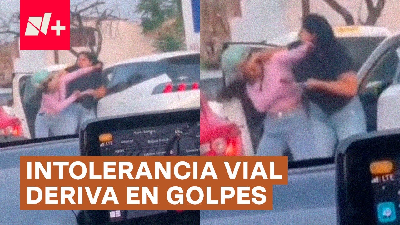 Dos mujeres pelean en medio del tr&aacute;fico en Guadajalara - N+