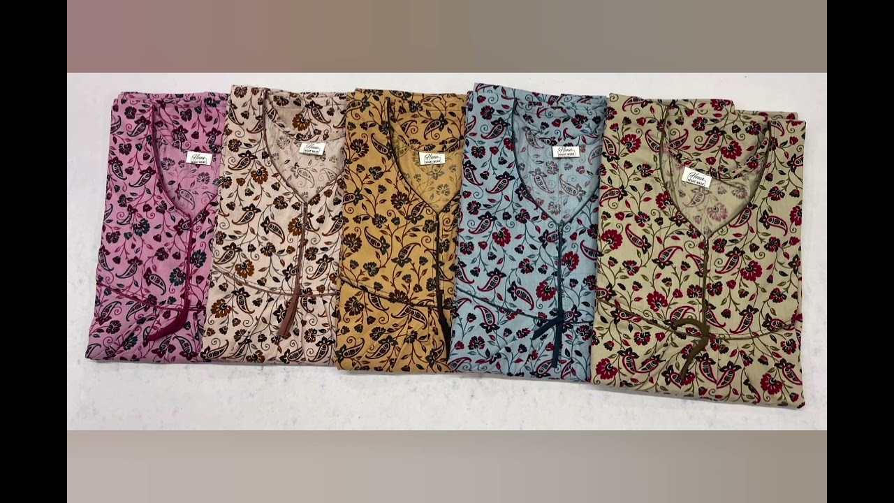 New collection in pure cotton nighties #designerclothing