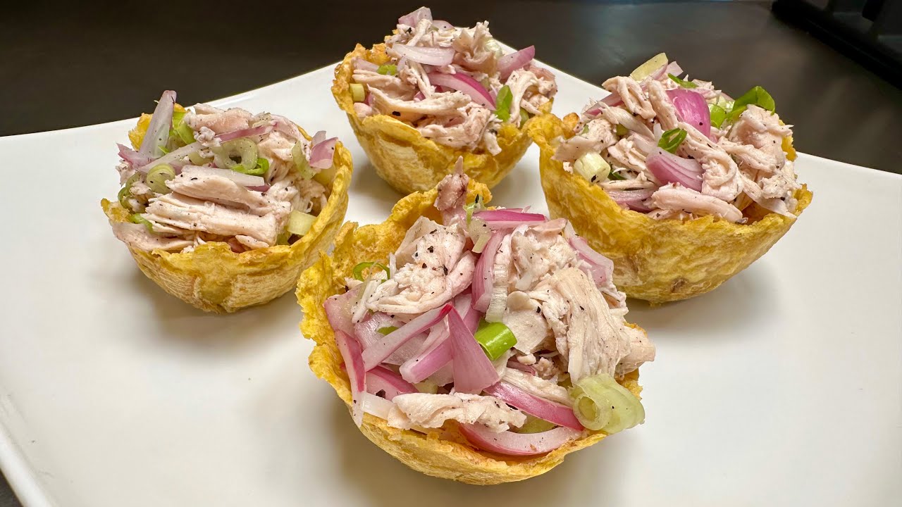 CANASTAS DE PLÁTANO CON CEVICHE DE POLLO EN AIR FRYER: UNA RECETA SALUDABLE Y FÁCIL DE HACER 😋👏