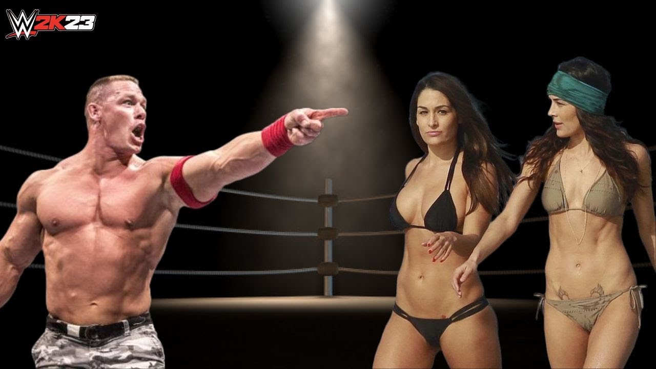 WWE 2K23 - John Cena vs. Nikki Bella and Brie Bella : Intergender Match