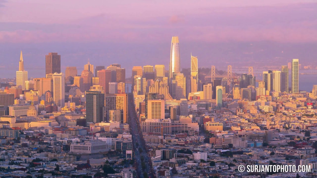 SAN FRANCISCO AT SUNSET FROM TWIN PEAKS - TIMELAPSE 4K