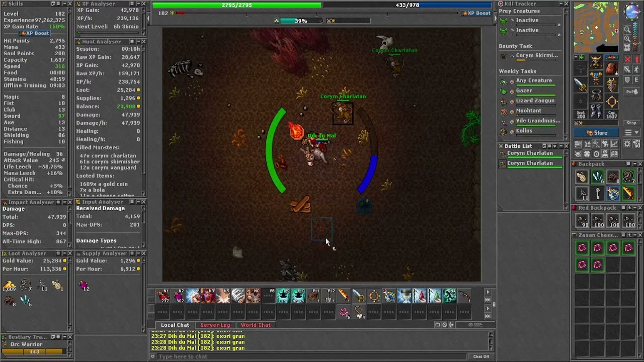 Tibia Knight do 1 ao 1000 - 14/02/26 - Bestiary Corym Charlatan, Corym Skirmisher e Corym Vanguard