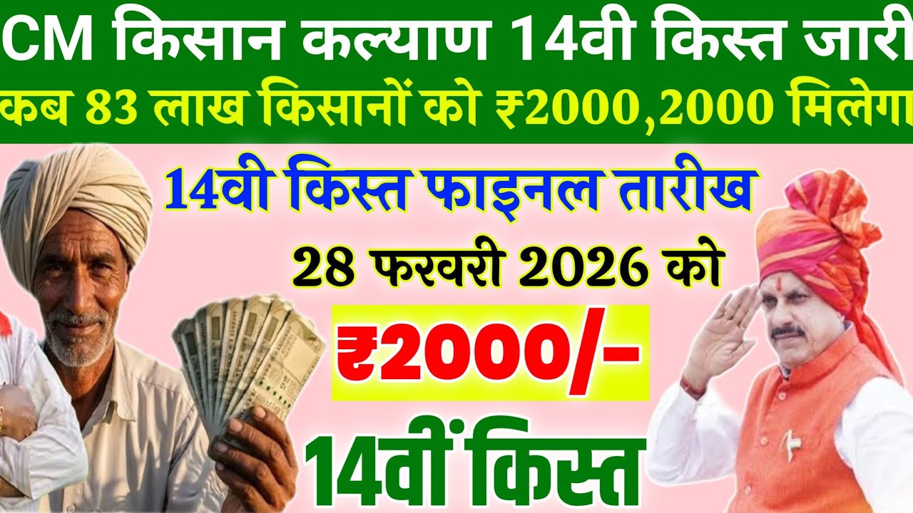 24 फरवरी 2026/kisan kalyad 14vi kist kab dalegi/₹2000/ किसान कल्याण 14वीं किस्त फाइनल तारीख/