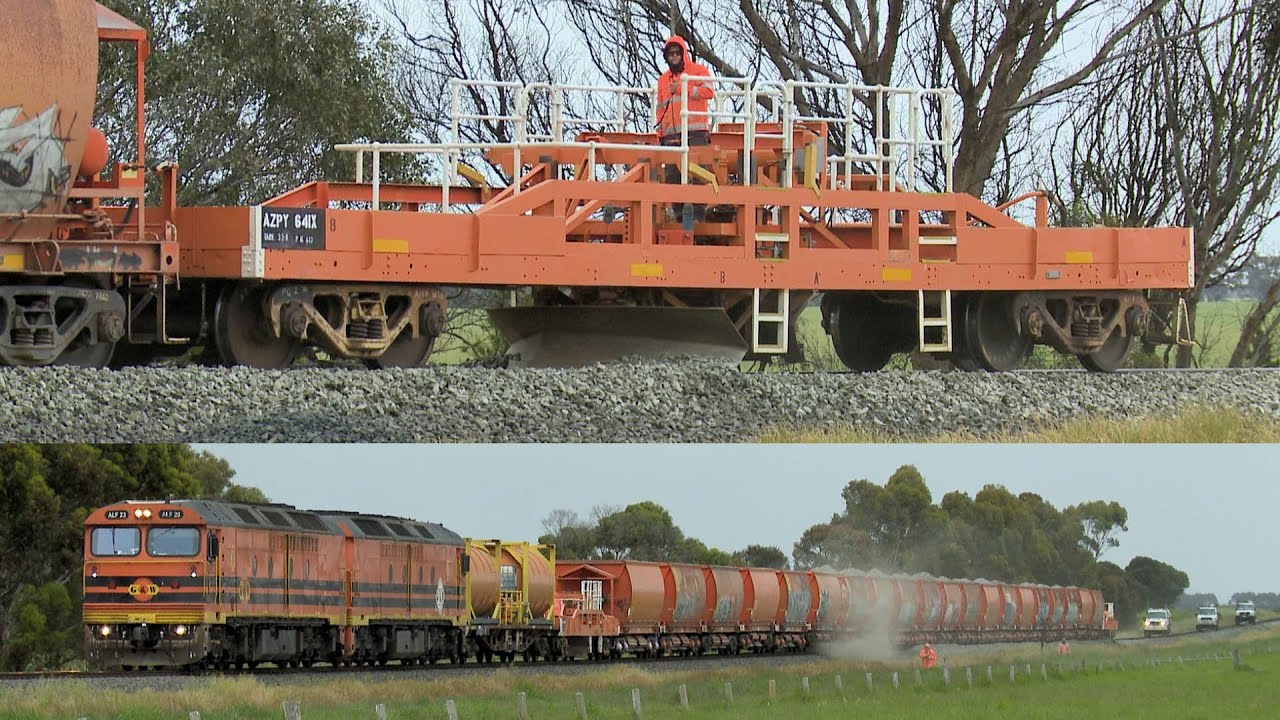 GWA Ballast Train Unloading Hoppers & Ploughing Ballast (4'11/20190 - PoathTV Australian Railways