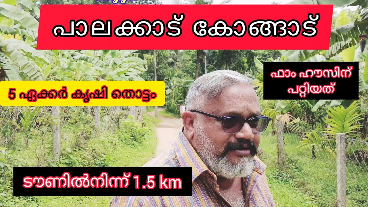 പാലക്കാട് ജില്ലയിൽ കോങ്ങാട് ടൗണിൽ നിന്നും 1.5 KM അകലെ അഞ്ചേക്കർ ഫാം ഹൗസന് പറ്റിയ സ്ഥലം വില്പനയ്ക്ക്