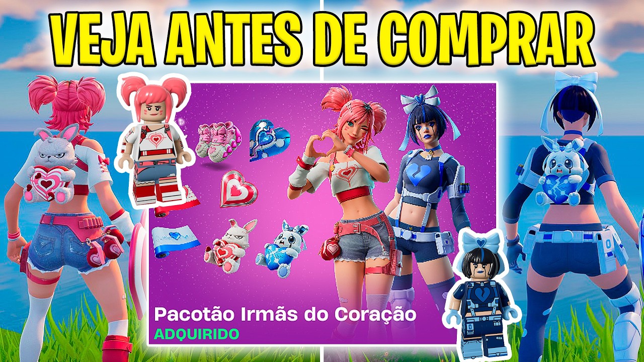 VEJA ANTES DE COMPRAR PACOTÃO IRMÃS DO CORAÇÃO (SKIN CORA LINA, CORA SINA) Fortnite