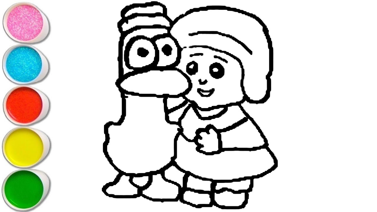 Cute pato with Friend Drawing, Painting and Coloring For Kids and Toddlers_ Easy Drawing 