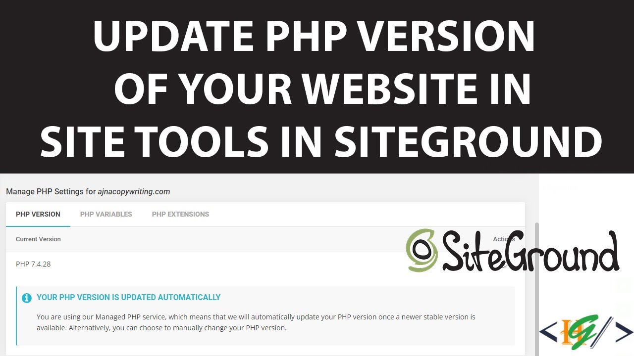 How to Update PHP Version of your Website in Site Tools in Siteground Hosting