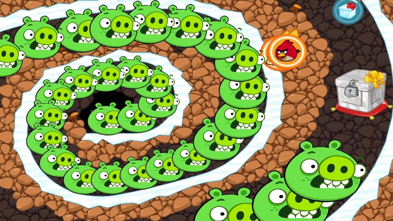 Bad Piggies - CATCHING MARBLE CRATE IN SPIRAL! MEET ANGRY BIRDS SHOOTING!