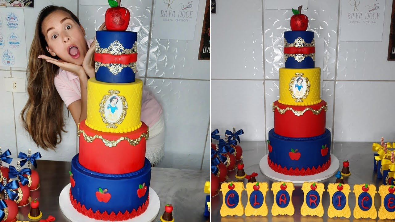 BOLO BRANCA DE NEVE 4 ANDARES/ DECORAÇÃO COM PASTA DE LEITE