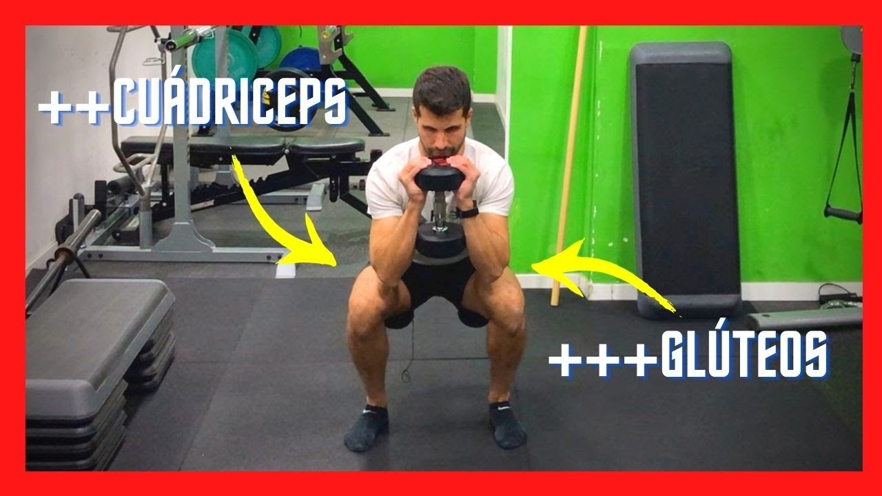 SENTADILLA GOBLET con MANCUERNA 🏋️‍♀️ al frente y al pecho en CASA 🏠 (para CUÁDRICEPS y GLÚTEOS) 💪