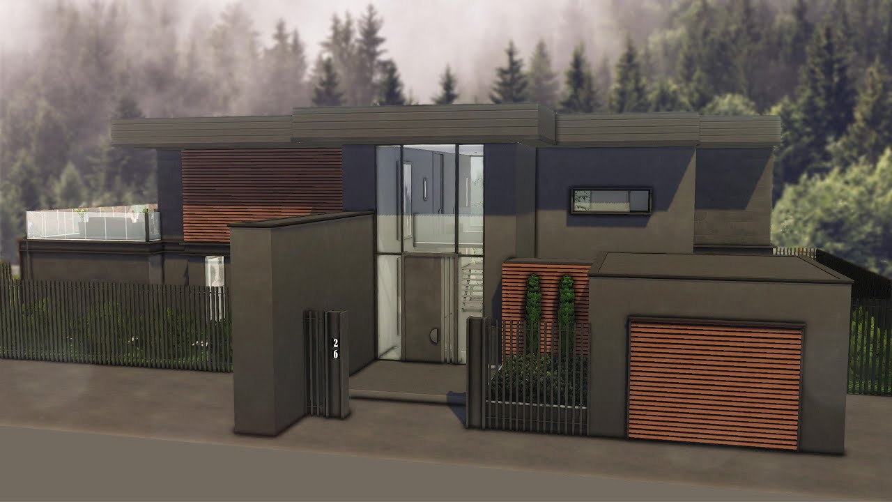 BLACK MODERN MANSION | [No CC] Sims 4 Speed Build