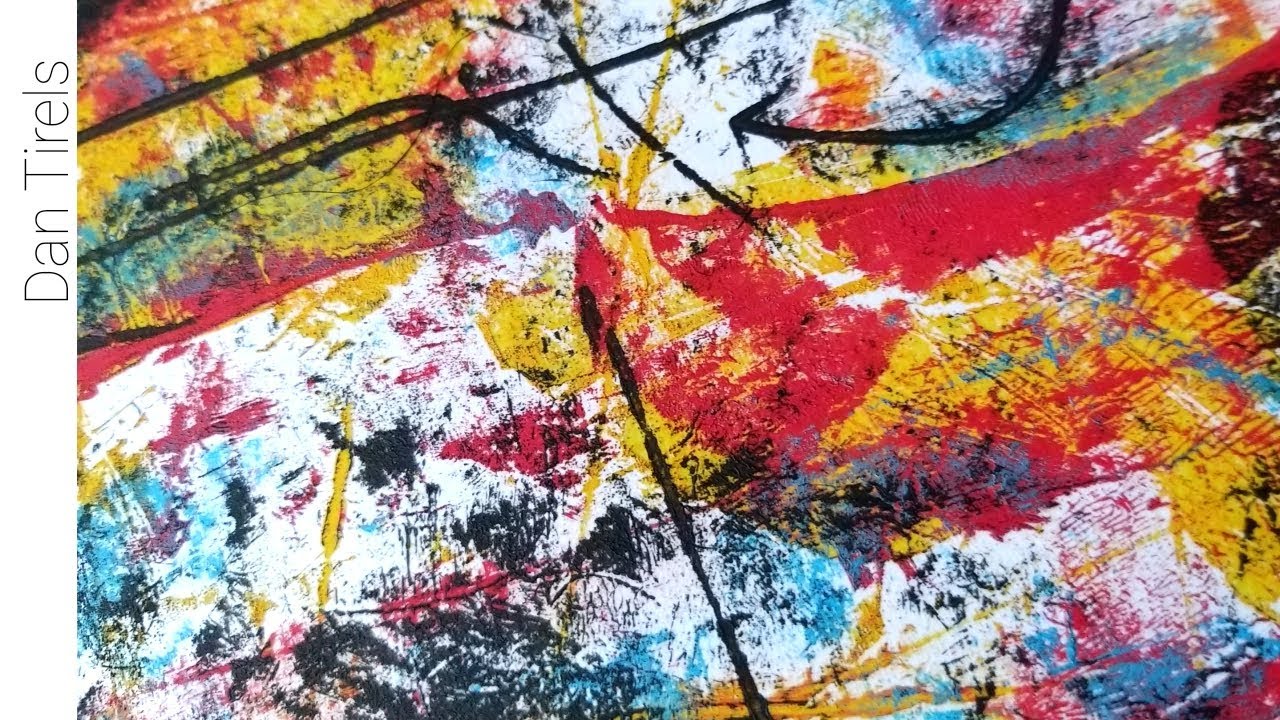 5 minute art demo : Abstract monoprint 4 colour oil paint