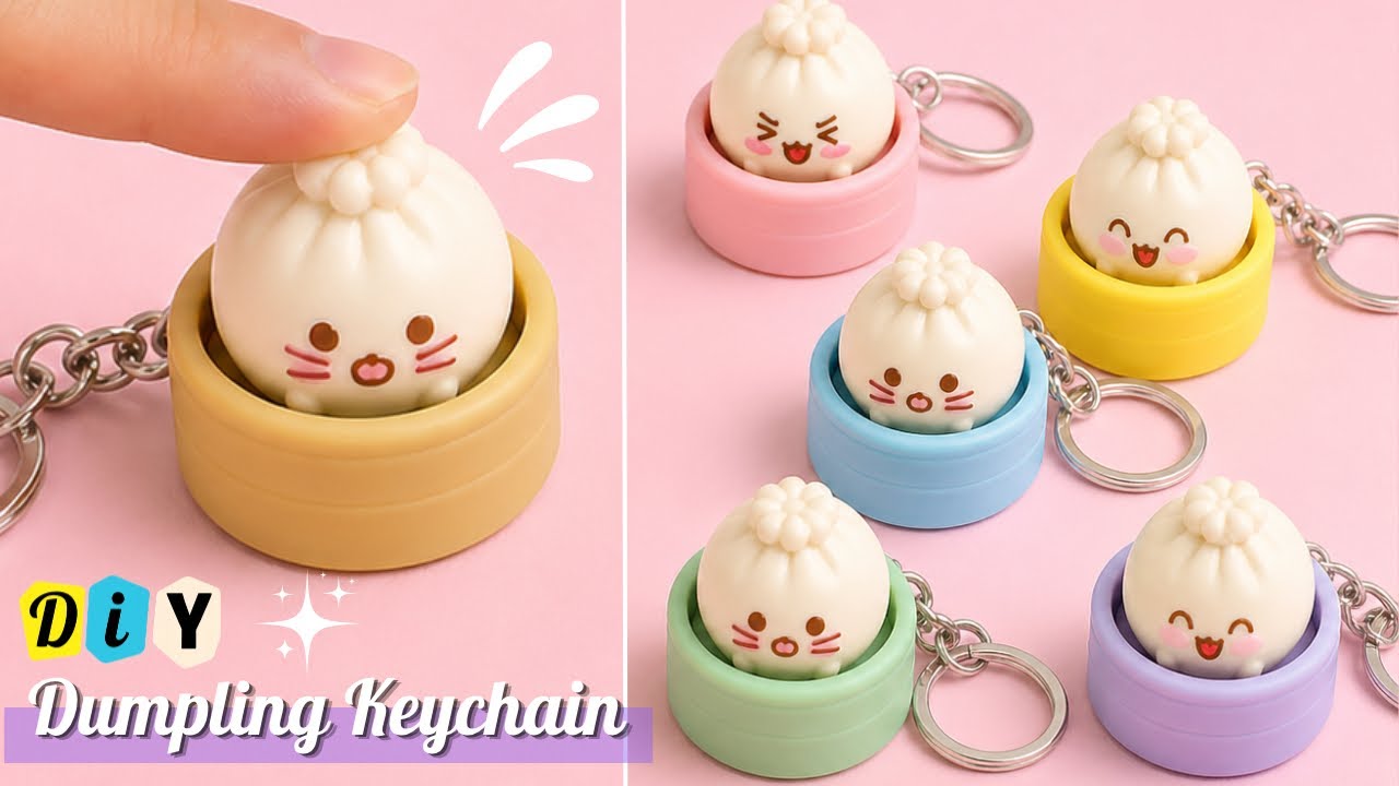 DIY Dumpling Fidget Pop Keychain 🥟✨ | Easy Stress Relief Toy at Home (Satisfying Click!)