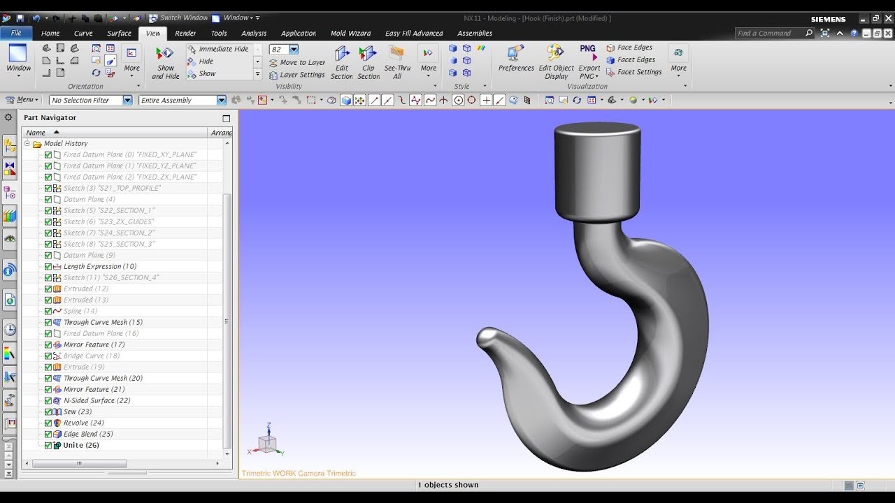 NX CAD Advanced - Hook Design Using Class A Surfacing in NX
