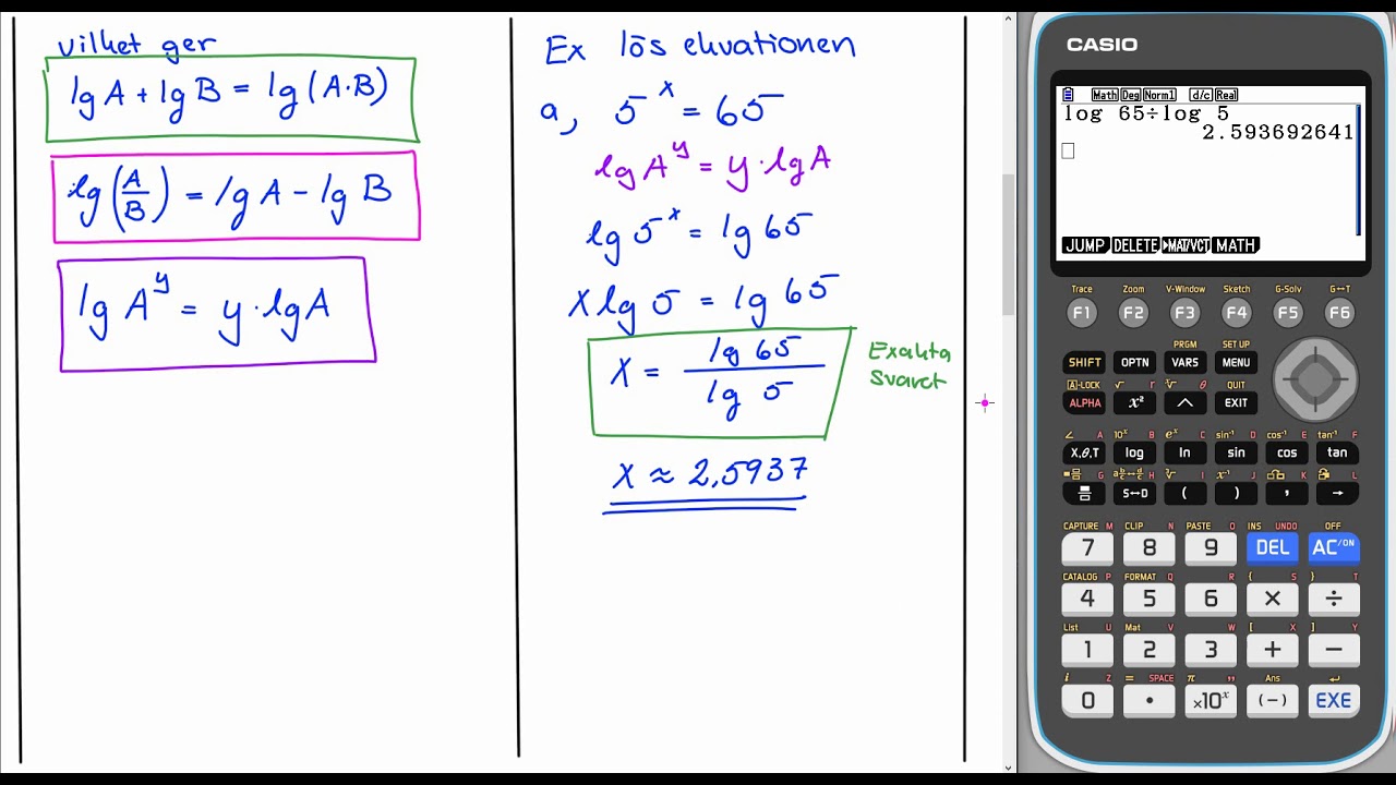 Genomgång matematik 2 Logaritmlagarna