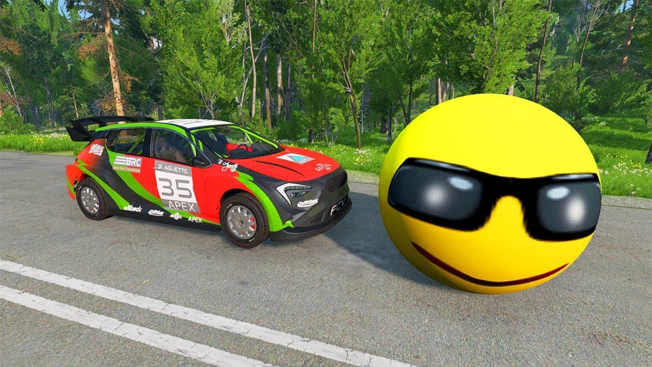 Cars VS Smile Ball  - Race Cars VS Police  - BeamNG.Drive