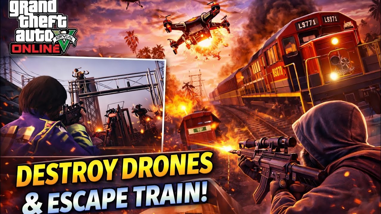 GTA 5 Online Vincent Mission 🔥 Destroy Drones | Kill Gangs | Epic Train Escape 🚆 | Psycho S Gamer