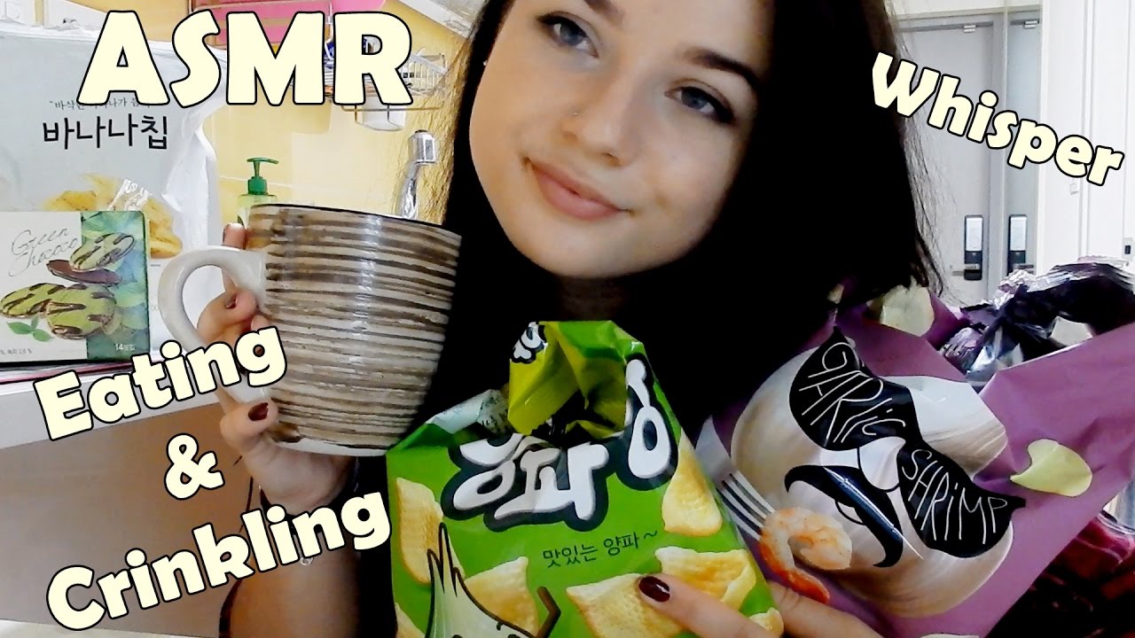 [ASMR] Korean Snacks & Tea (Whispering, Eating, Drinking and Crinkling Sounds)
