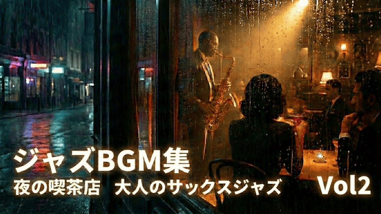 【ジャズBGM集 Vol2】夜の喫茶店、大人のサックスジャズ。リラックスや作業用に | Night Cafe Smooth Jazz & Saxophone [フリーBGM]