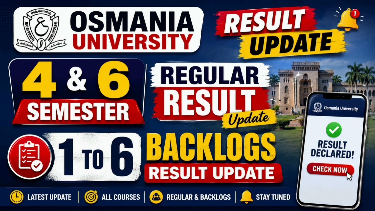 Результаты Osmania University: обновление по 4 и 6 семестрам степени | результаты с 1 по 6 семестр