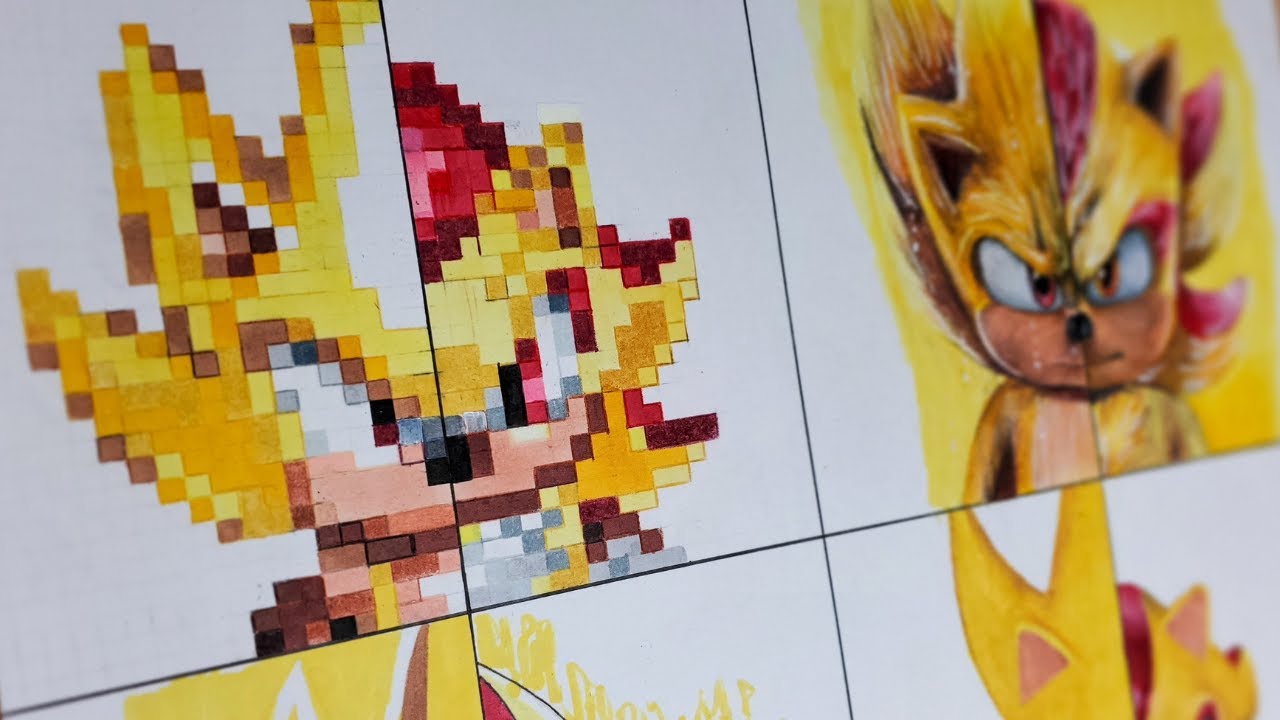 Drawing SUPER SONIC vs. SUPER SHADOW in 4 Different Styles