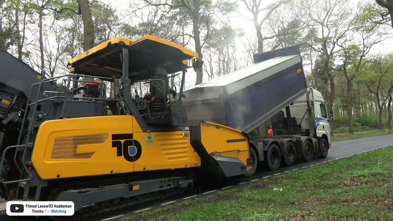 Asfalteren aan provinciale weg N309 Tongerenseweg in Epe | Asphalt Paving Equipment Machine (in 4K)