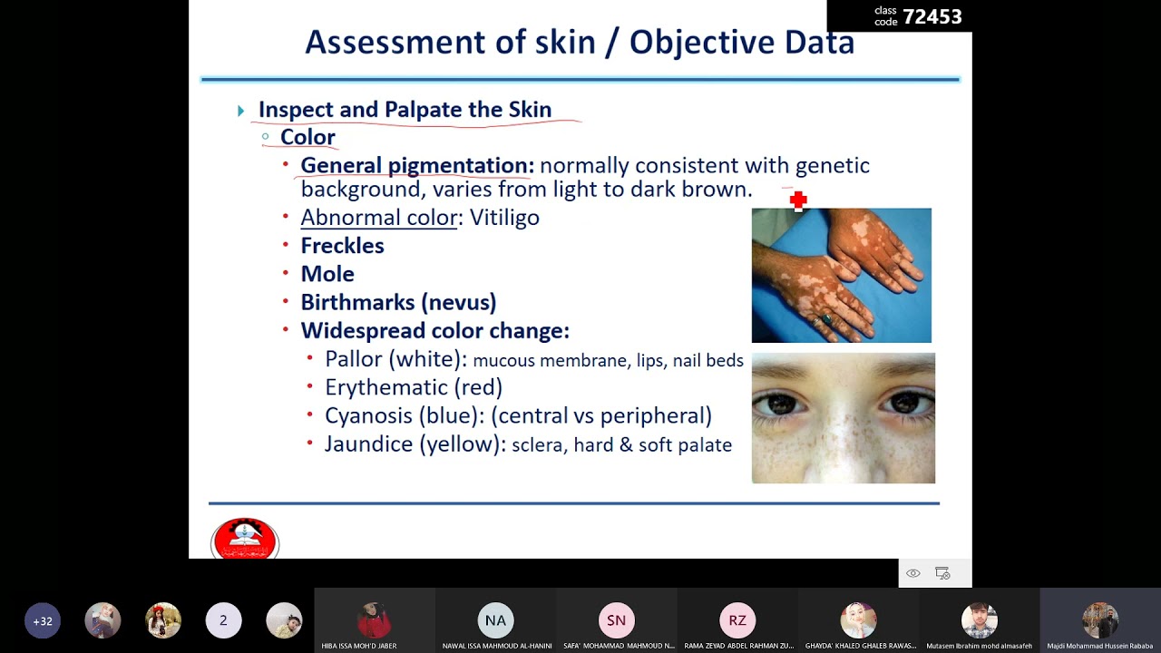 Health Assessment - 3rd lecture - Assessment of the Skin, Hair & Nails, and nutritional assessment