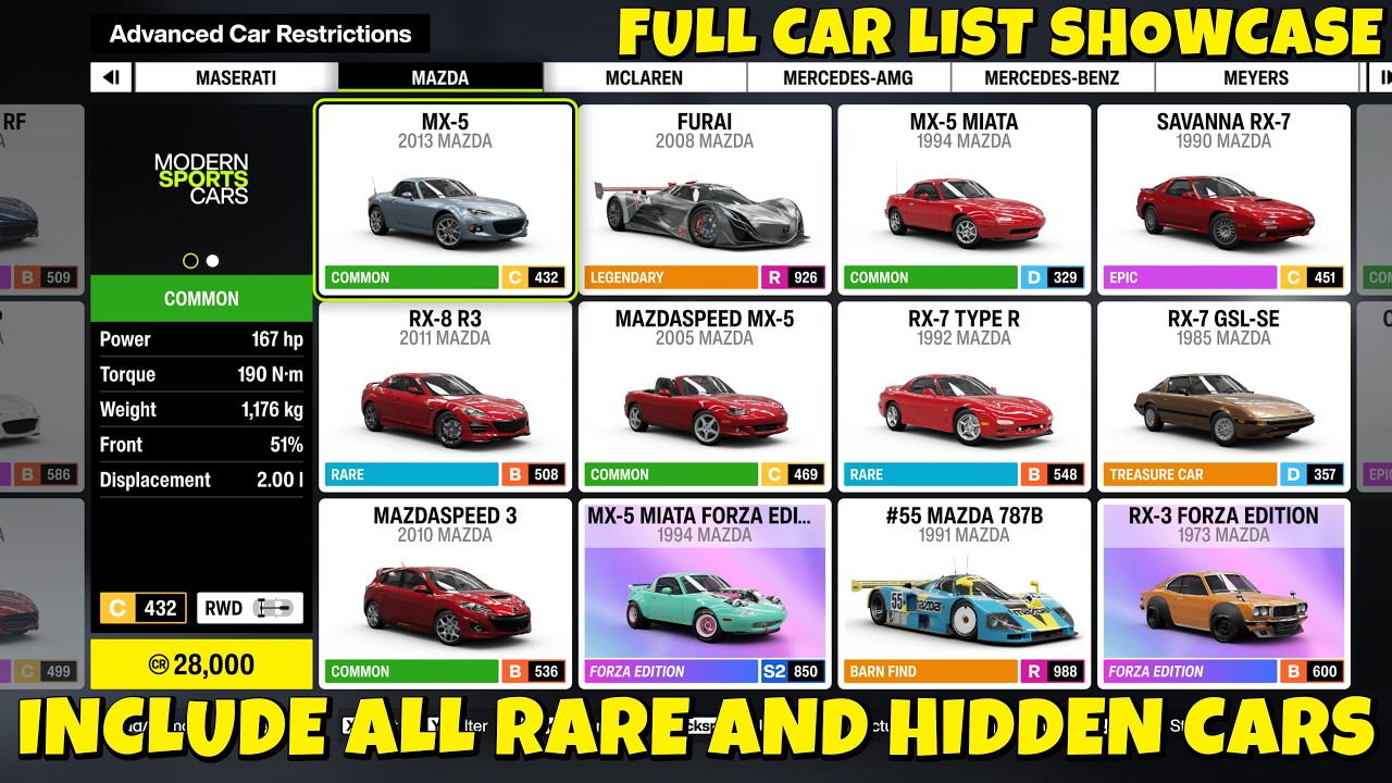 Forza Horizon 6 FULL CAR LIST SHOWCASE | ALL 550+ Cars + Rare & Hidden Cars!