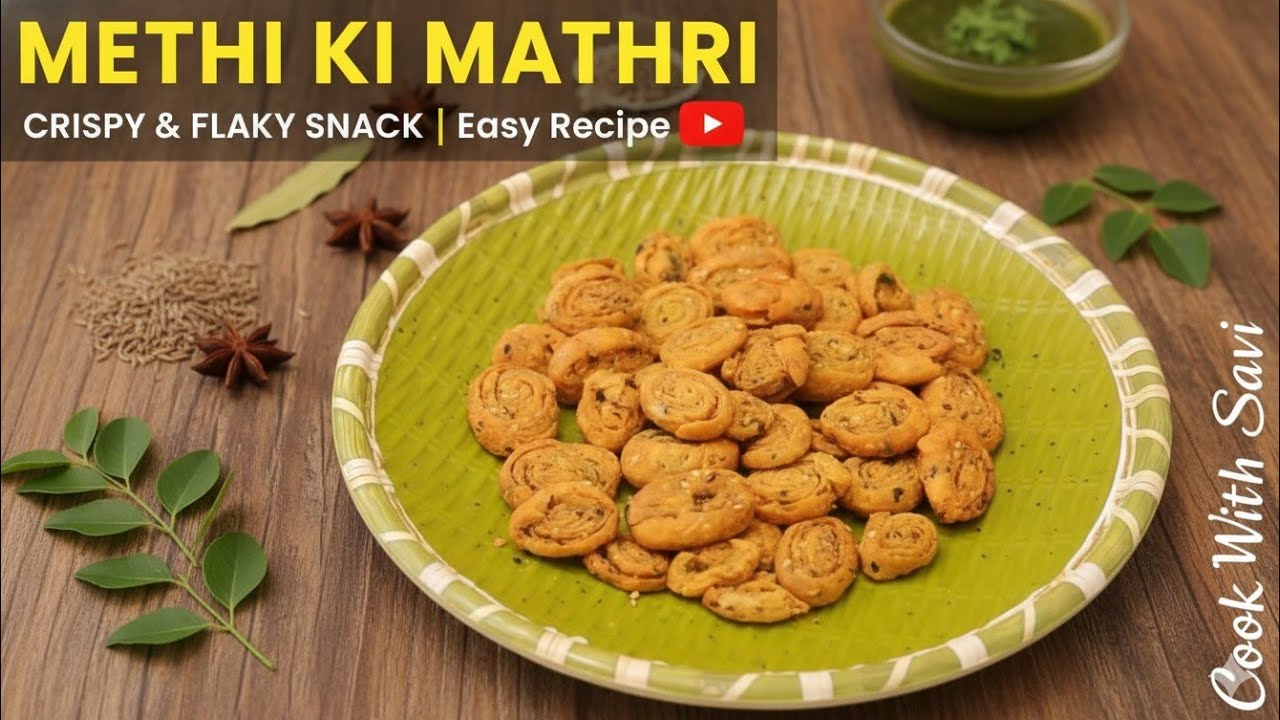 मसालेदार मेथी की मठरी रेसिपी | Crispy Methi Mathri Recipe | Tea Time Snack | Easy Namkeen