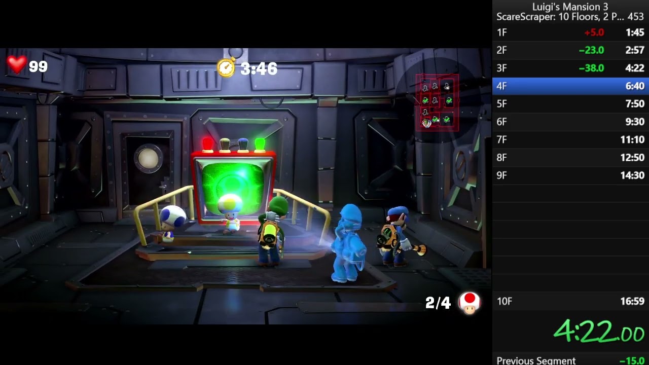 Luigi's Mansion 3 ScareScraper Speedrun: 10 Floors, 2 Players RS in 