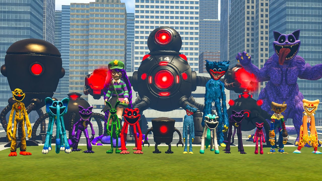 Surviving All Poppy Playtime Chapter Monster and Omnidroid Family in the Big City in Garry's Mod!