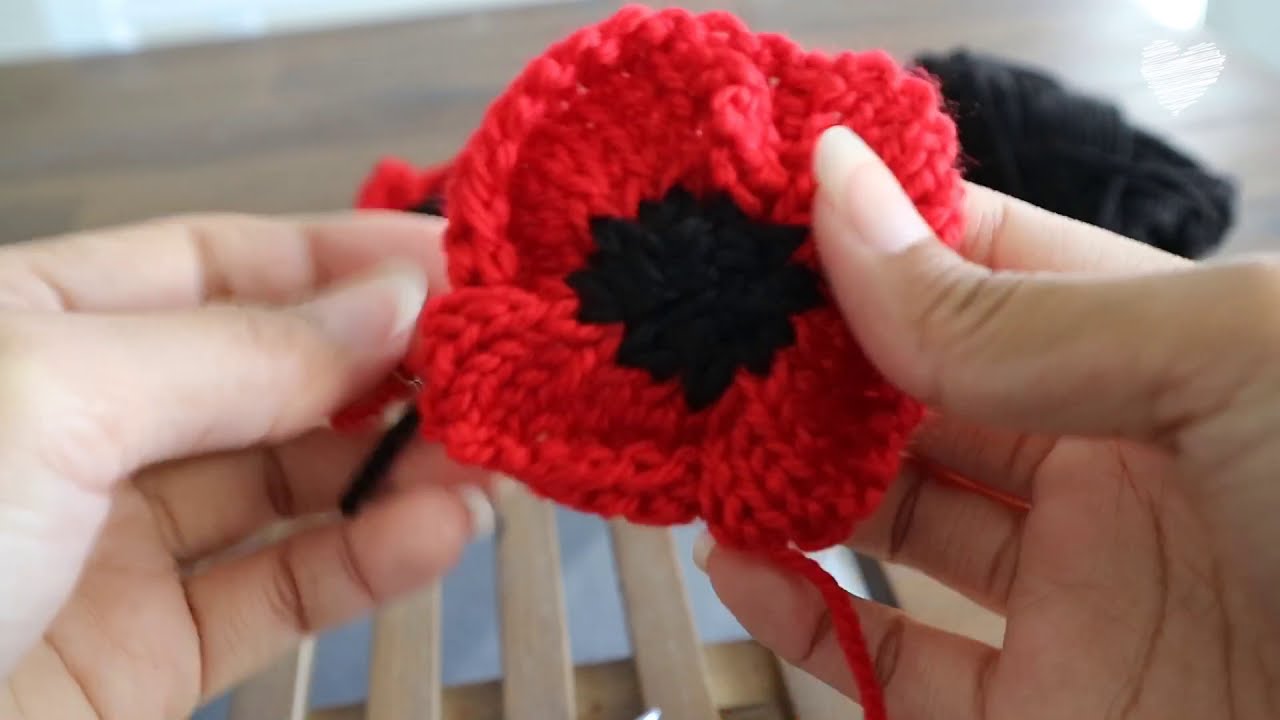 How to knit poppy flowers #knit #knittutorial #knitpoppyflowers #easyknitflower