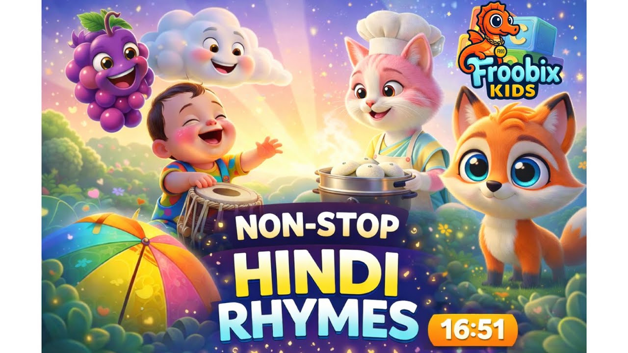 Non-Stop Hindi Kids Rhymes 🎶| Funny Poems | FroobixKids