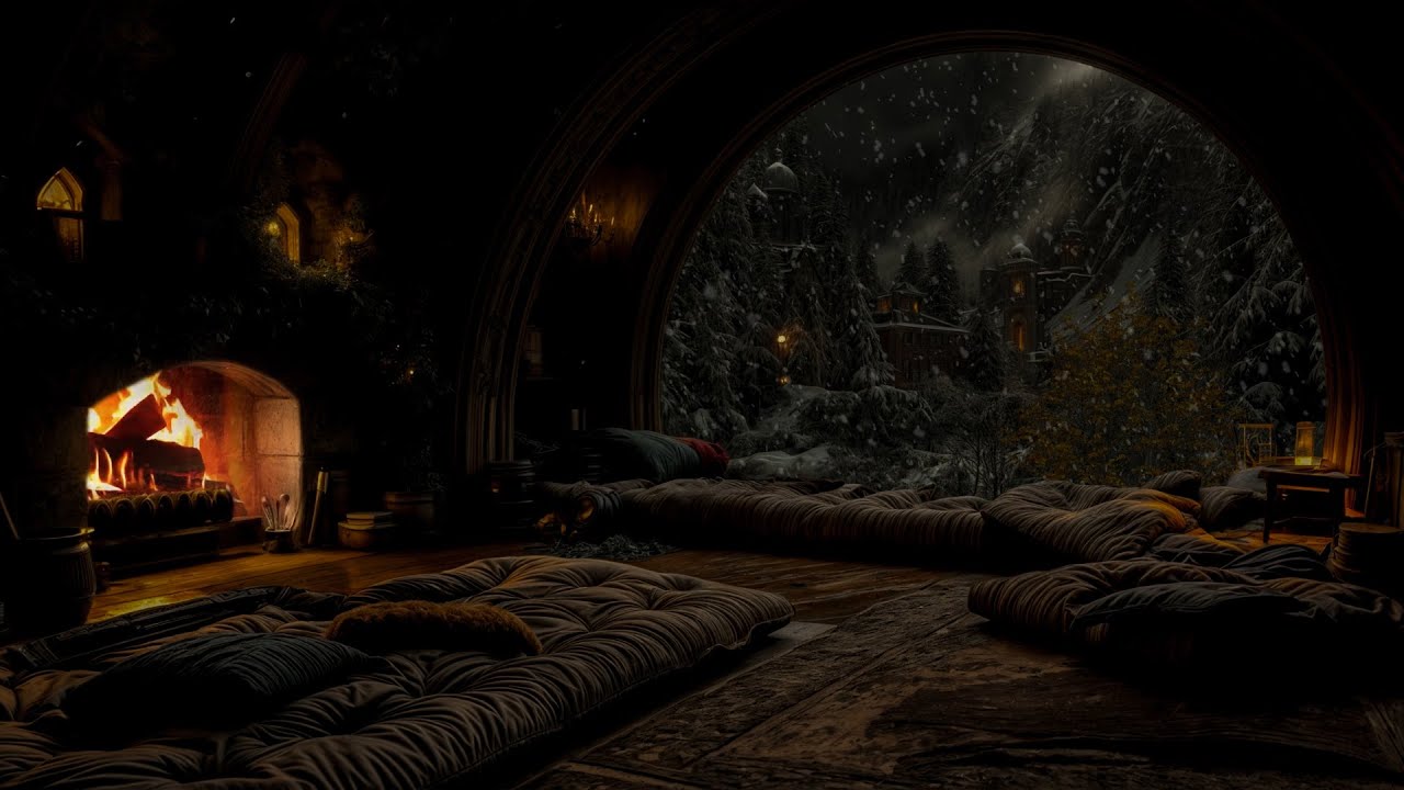 No Ads- ❄️ Blizzard Outside, Fire Inside | Cozy Cabin Ambience for Deep Sleep & Healing