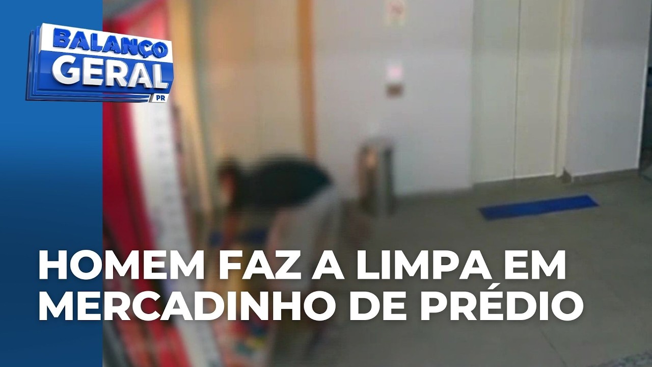 Câmera flagra homem invadindo prédio e furtando carro, bicicleta e mercadinho em Maringá